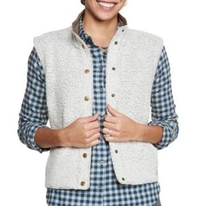 Toad&Co Cream Sheridan Sherpa Wool Blend Snap Up Vest Size XS